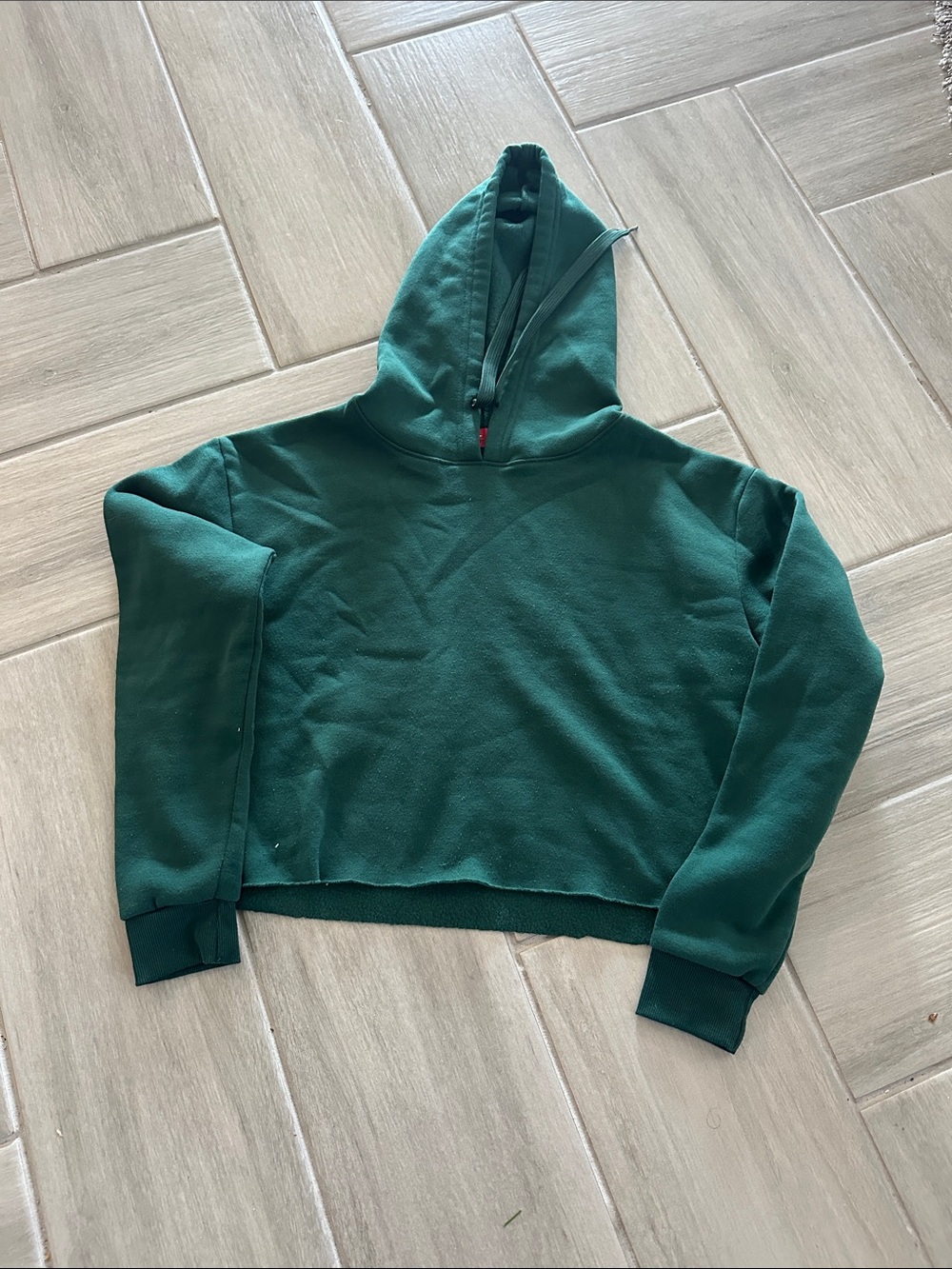 Women's Forest Green Cropped Hoodie Sweatshirt